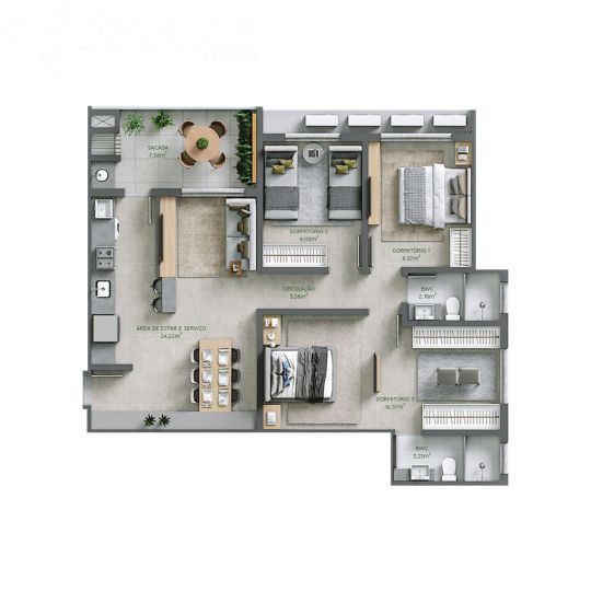 APARTAMENTO SÃO VICENTE HOME CLUB - Planta 1